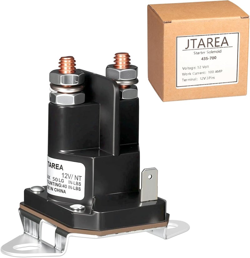 JTAREA 435-700 Starter Solenoid 12V 3 Terminals Lawn Mower Solenoids Relay Replacement Parts for Sten 435-700 Husqvarna 539101714 TromBetta 812-1221-211 854-1221-210 93265-9 93265WR 93265-WR - Image 1